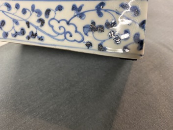 A Japanese blue and white Shoki-Imari rectangular box and cover, Edo
